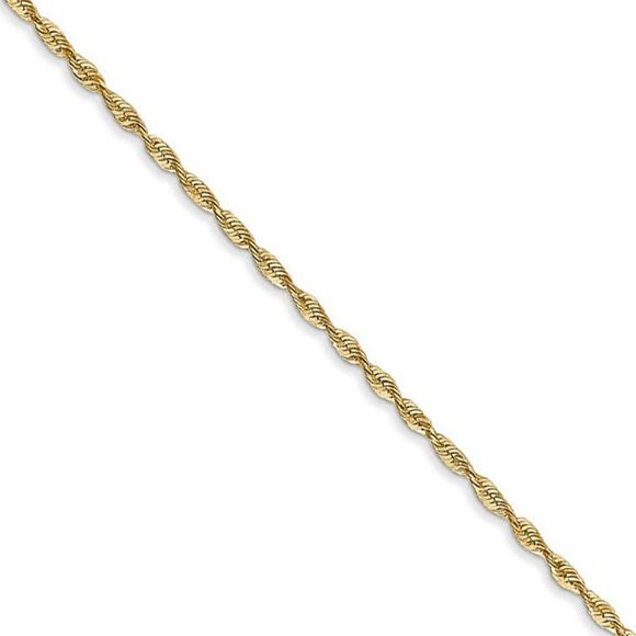 1.5mm 14k Yellow Gold Light Diamond Cut Rope Chain Necklace 18 Inch